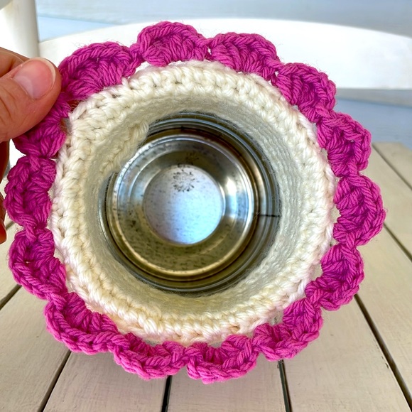 Vintage Crocheted Bathroom Set Pink Flowers Cottagecore Grannycore - Picture 7 of 9